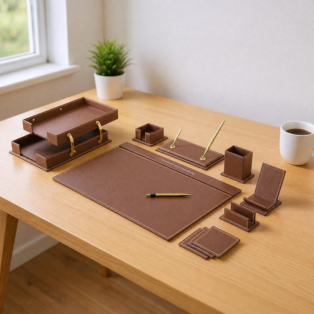 12-Piece Leather Desk Organizer Set P69055