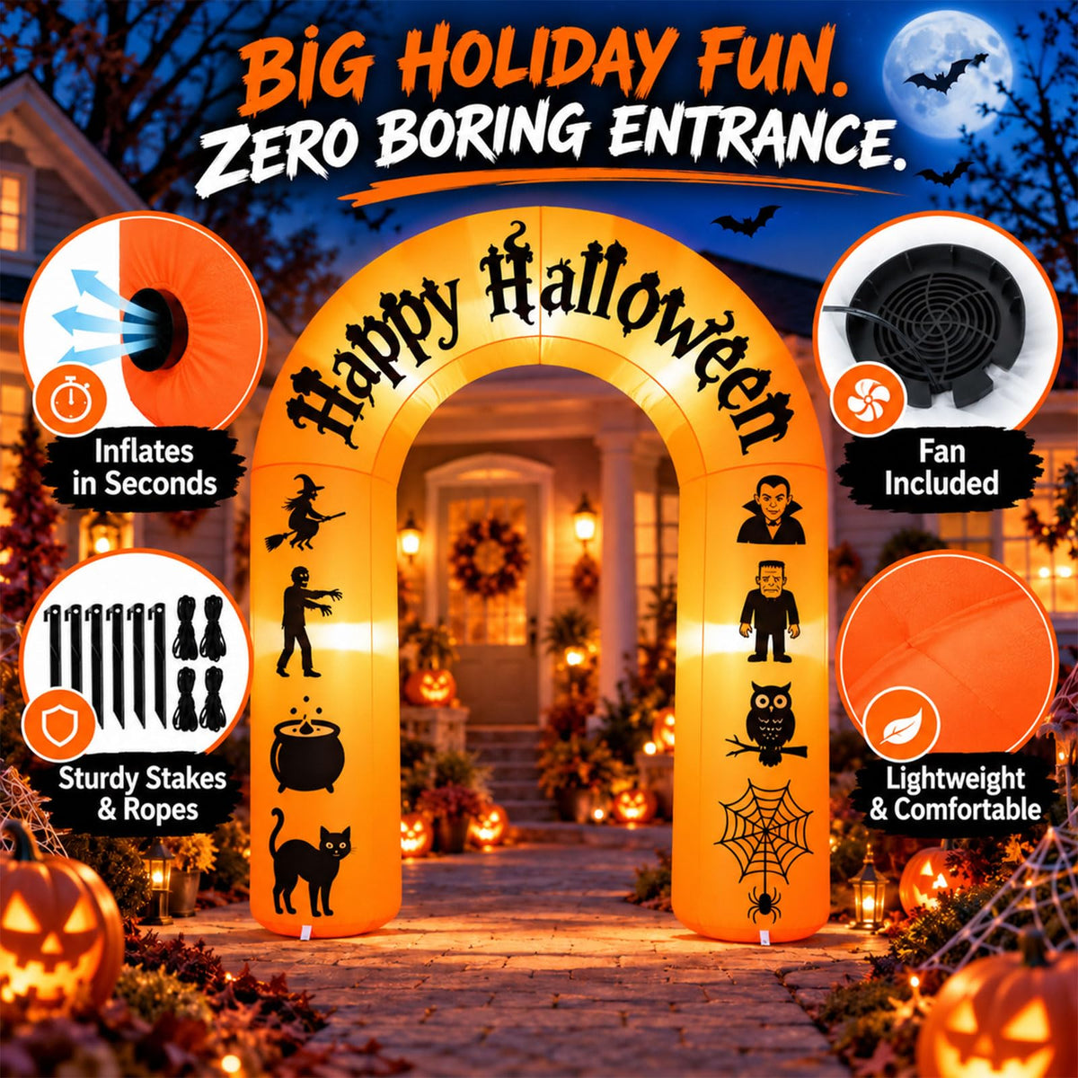8FT Halloween Inflatable Arch with LED Lights C667567