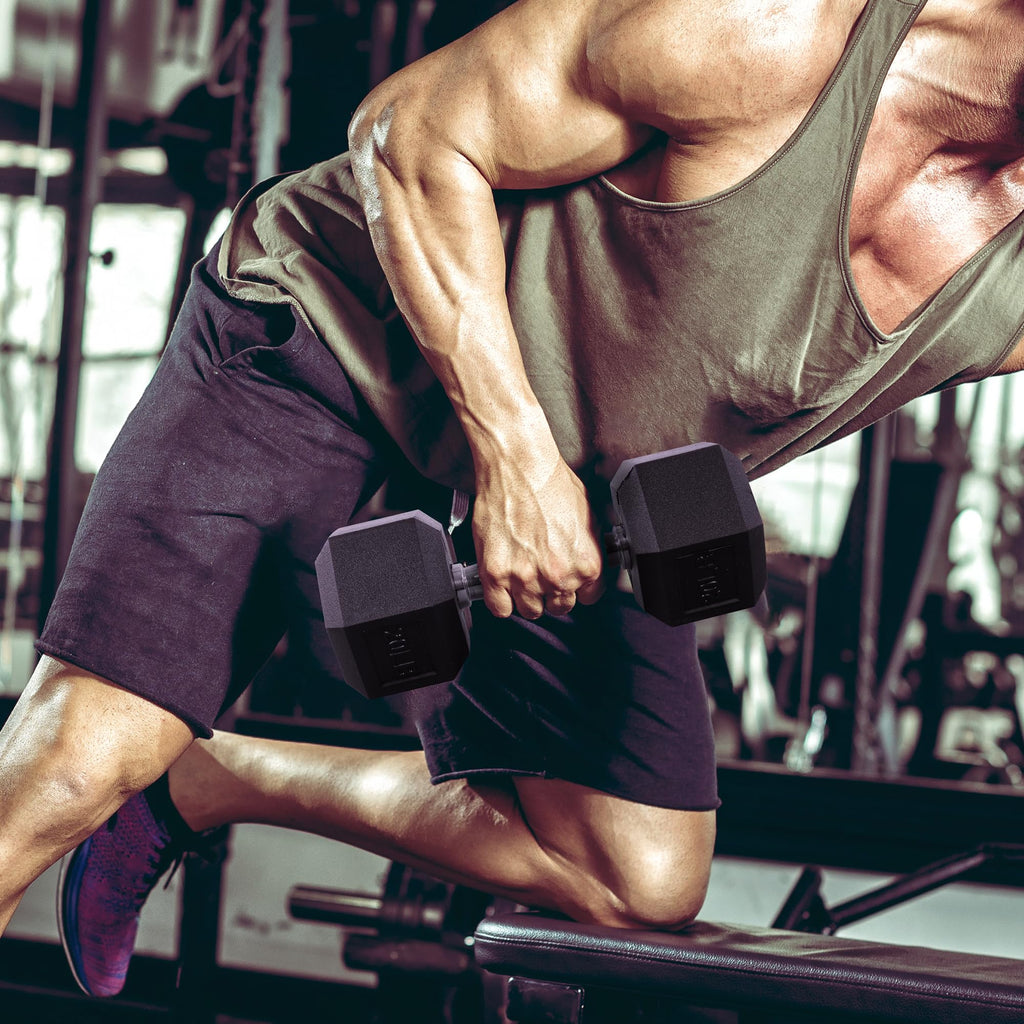 Rubber Encased Hex Dumbbell Set of 2 V2169