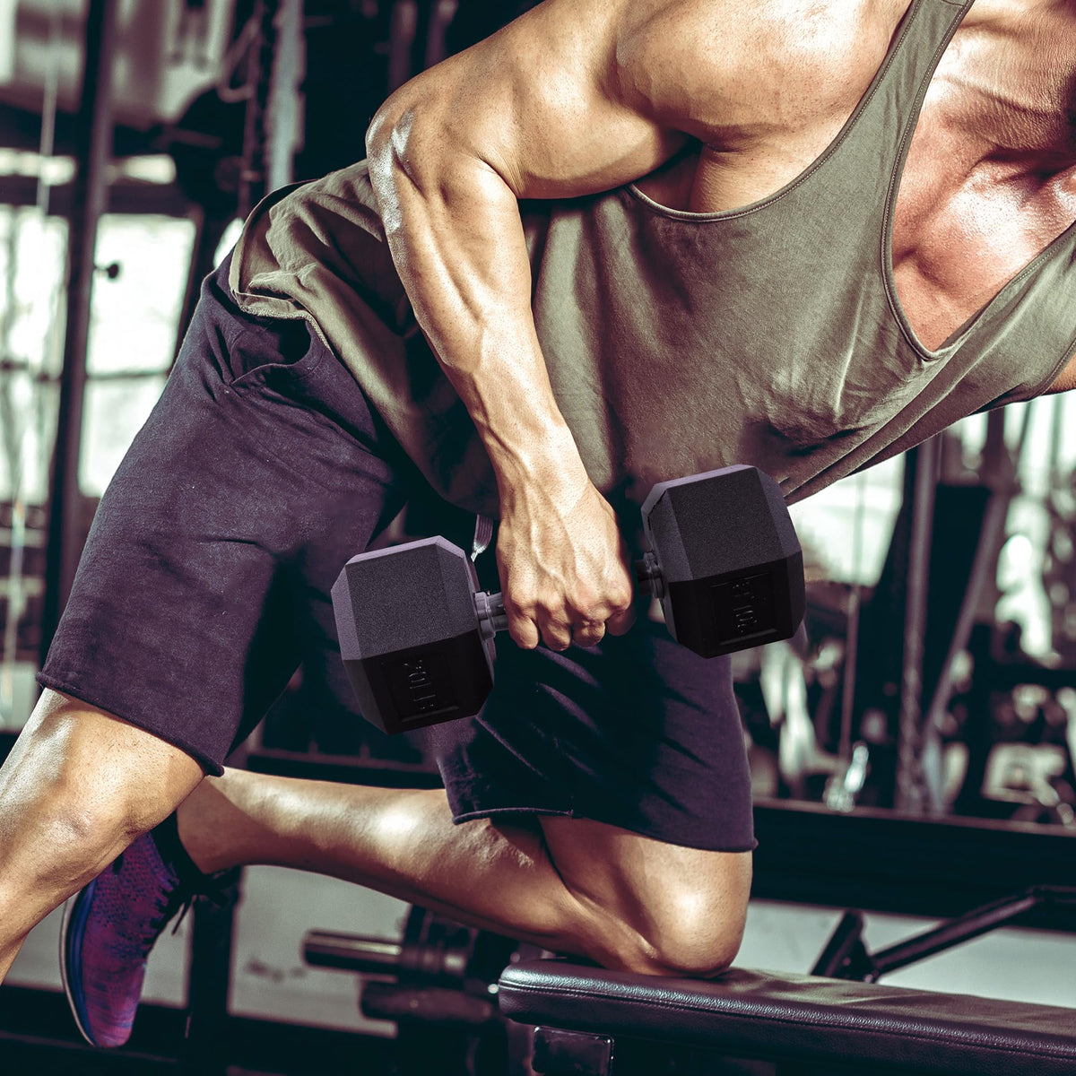 Rubber Encased Hex Dumbbell Set of 2 V2169