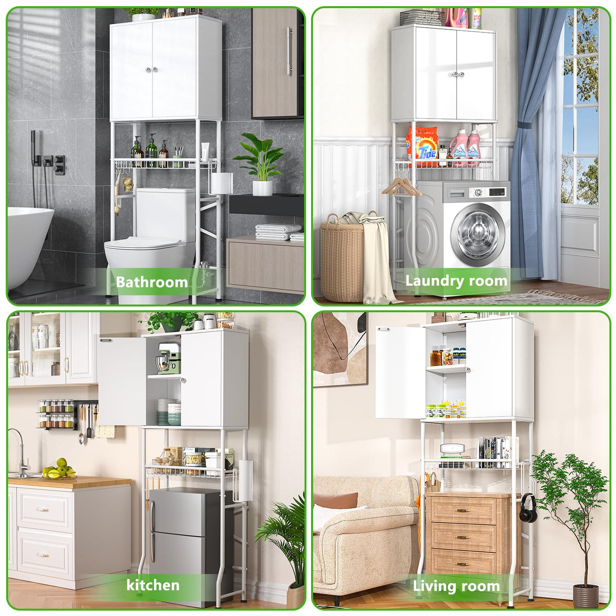 White 2-Door Over The Toilet Storage Cabinet A144
