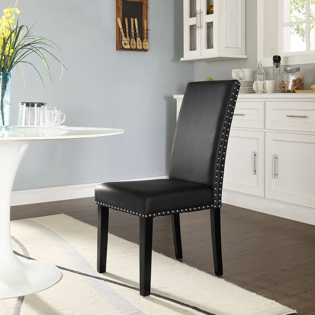Black Faux Leather Dining Chair Q577
