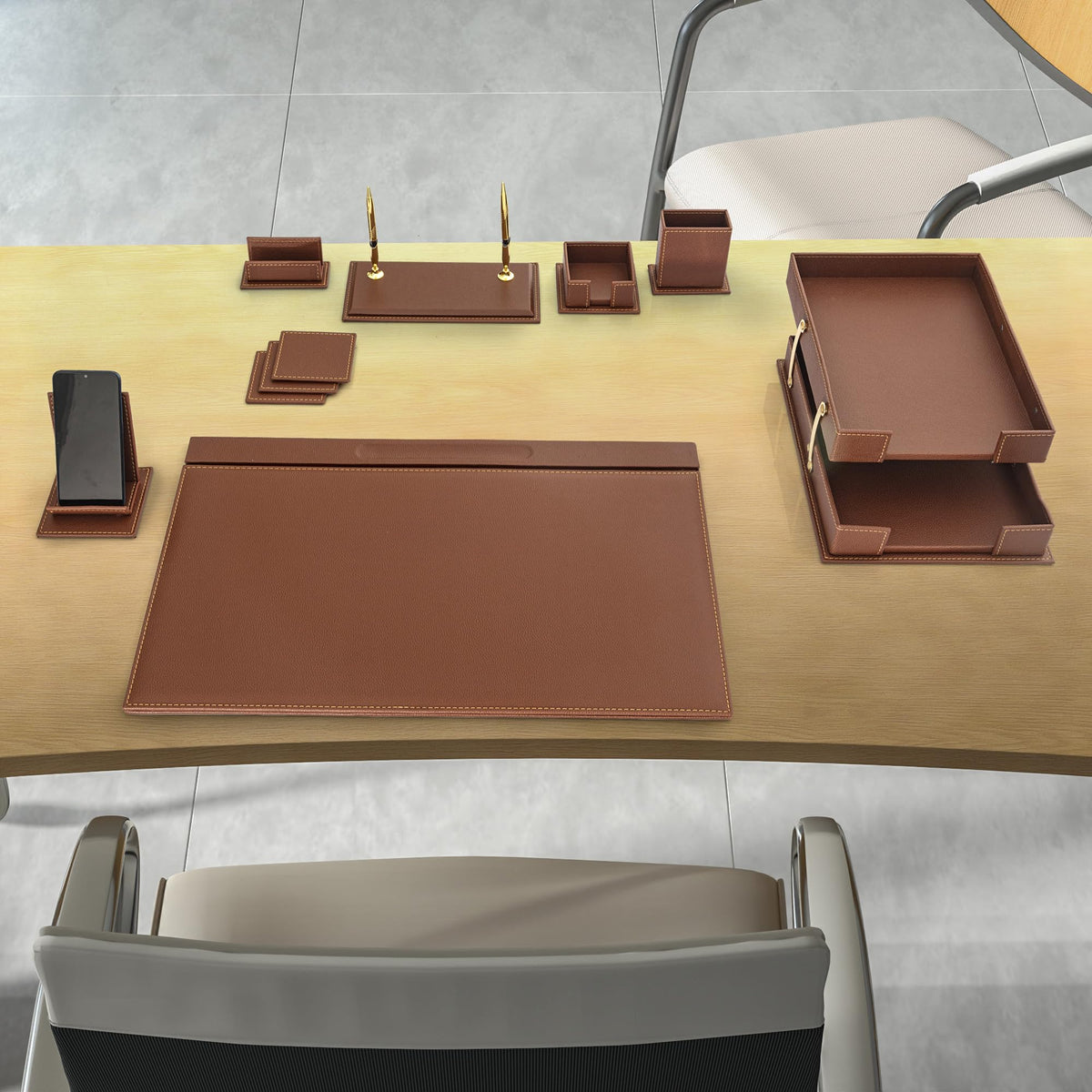 12-Piece Leather Desk Organizer Set P69055