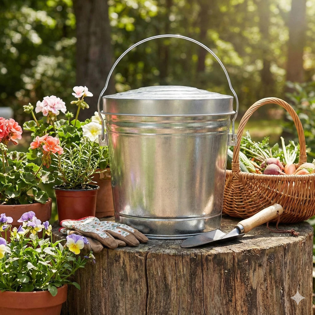 6-Gallon Galvanized Steel Trash Can with Locking Lid G69588