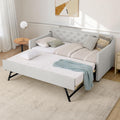Twin to King Upholstered Tufted Linen Daybed with Pop Up Trundle L925689