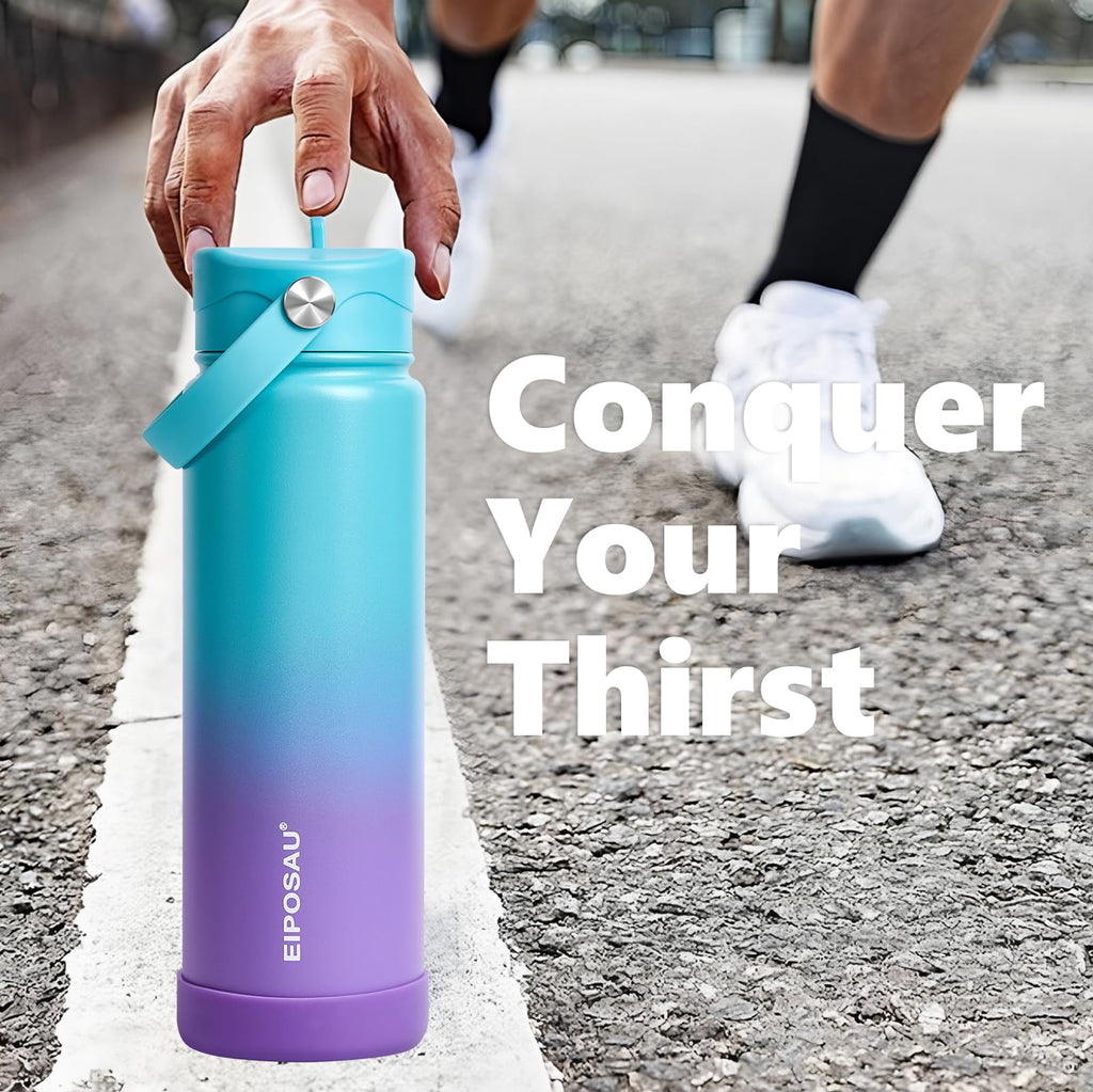 Insulated Water Bottle with Lid & Boot & Stickers, 24 oz A303482