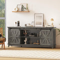 Farmhouse TV Stand Cabinet for 75" Television with Adjustable Shelf & Sliding Barn Doors F7864