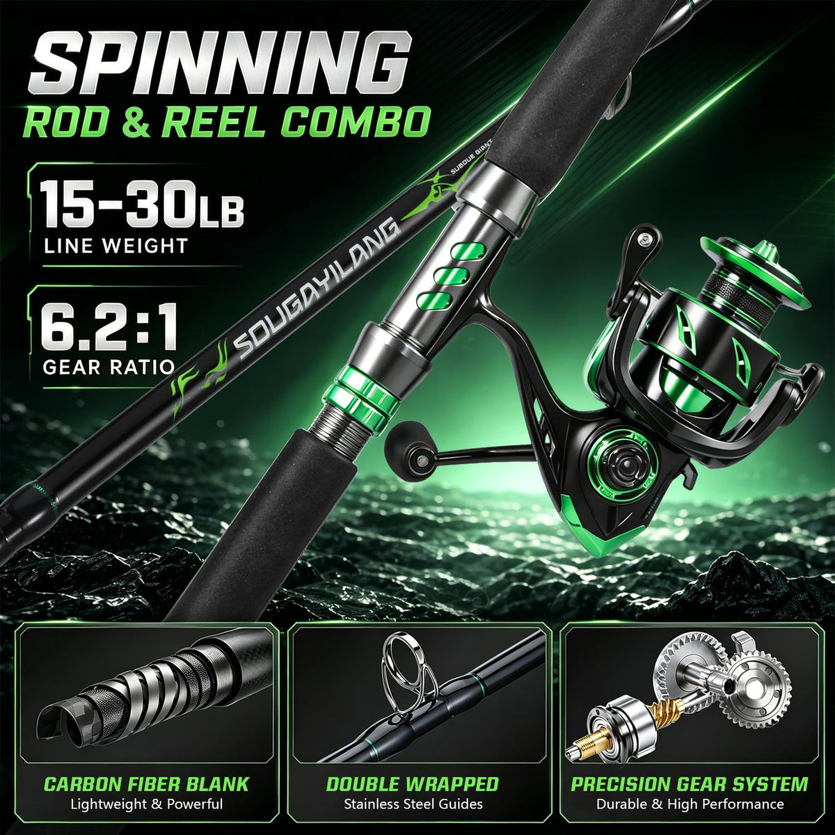 7ft MH 2-Piece Spinning Rod and 4000 Reel I902706
