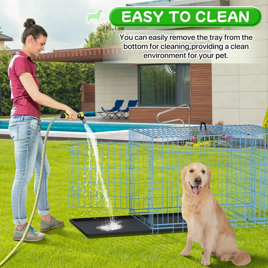 48 Inch Extra Large Double Door Folding Metal Dog Crate with Divider Panel G87819