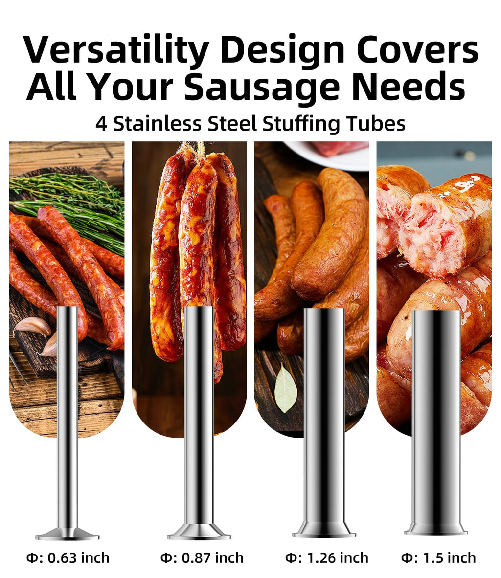 Manual Sausage Stuffer 15 Lb with 4 Stainless Steel Stuffing Tubes N318