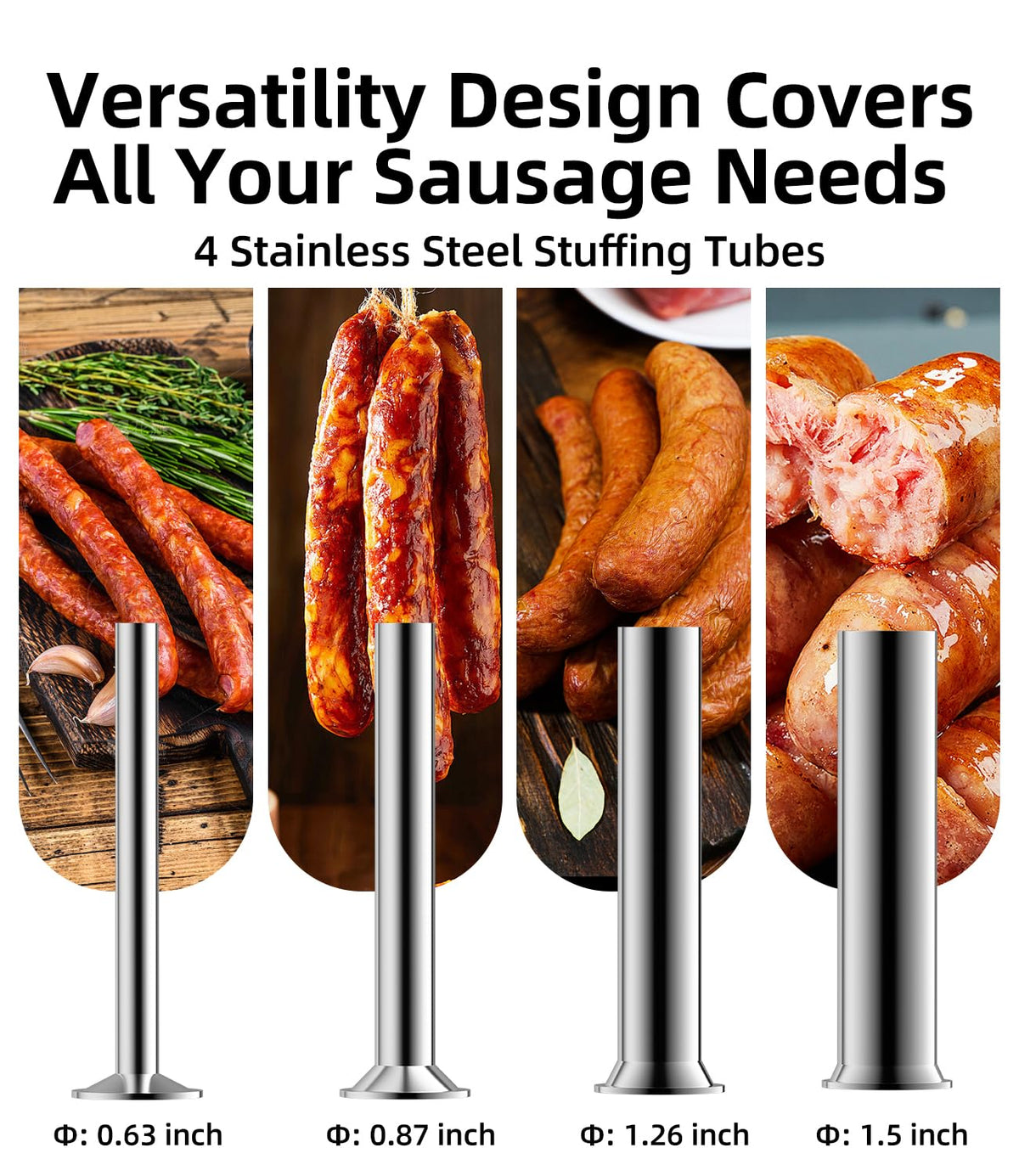 Manual Sausage Stuffer 15 Lb with 4 Stainless Steel Stuffing Tubes N318