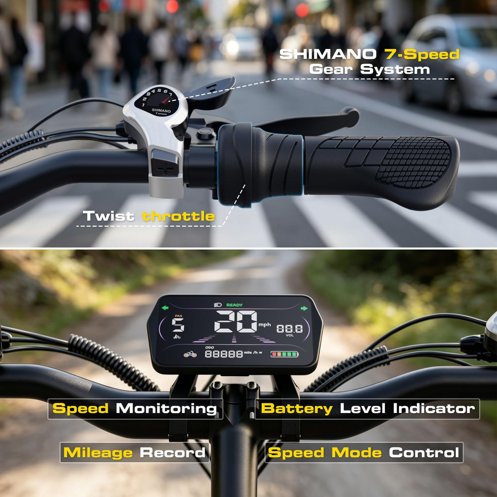 1000W Peak Motor 60+ Miles Fat Tire Electric Bike with 48V 13Ah Removable Battery K642280