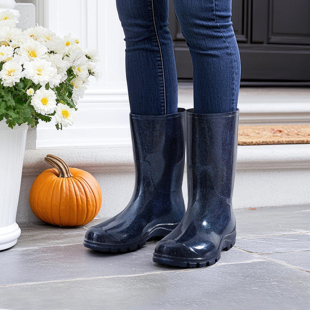 Women's Mid Calf Waterproof Rubber Rain Boots C798