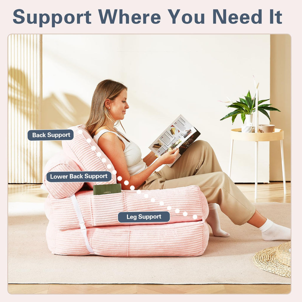 Pink Flannel Folding Sofa Bed E93674