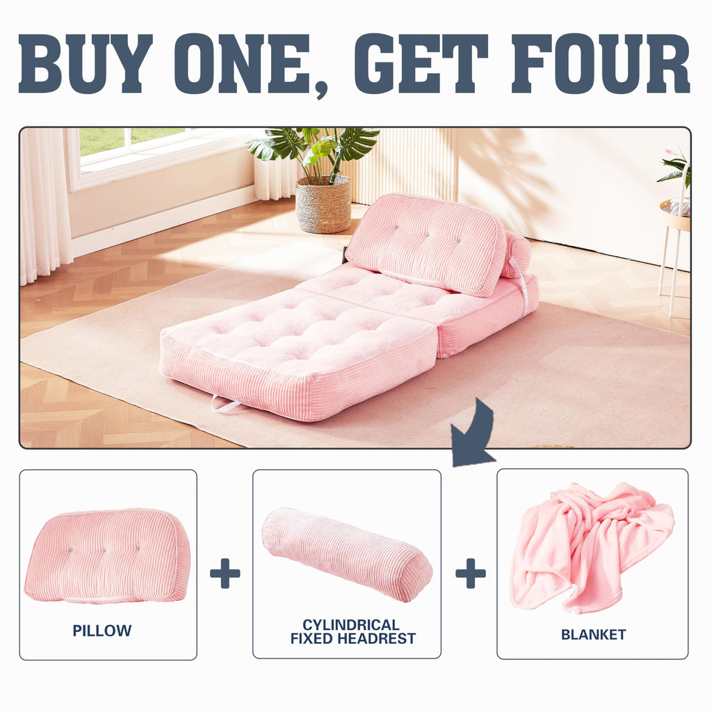 Pink Flannel Folding Sofa Bed E93674