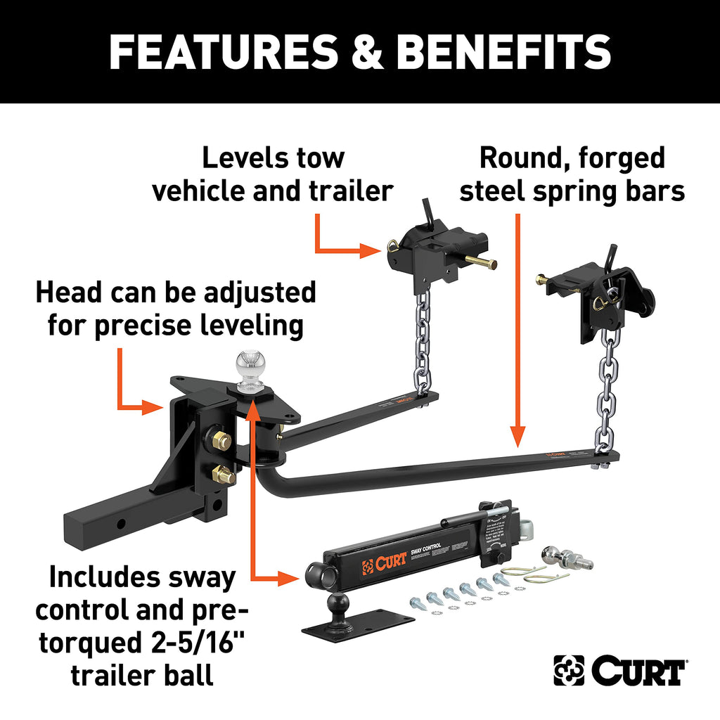 Round Bar Weight Distribution Hitch with Sway Control X929