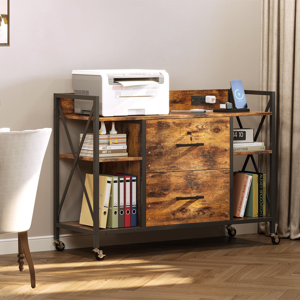 2 Drawer File Cabinet with Lock and Power Outlets I98694