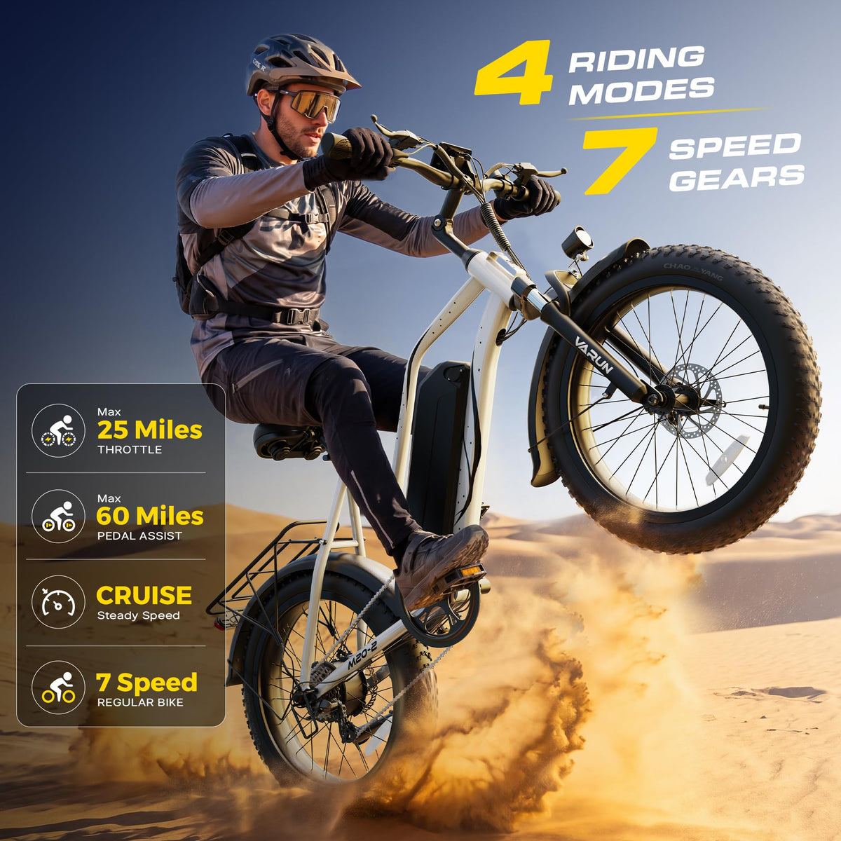 1000W Peak Motor 60+ Miles Fat Tire Electric Bike with 48V 13Ah Removable Battery K642280
