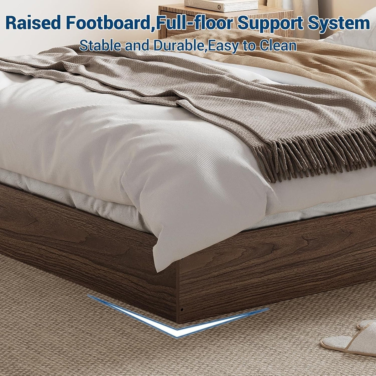 Wooden California King Size Platform Bed Frame E906