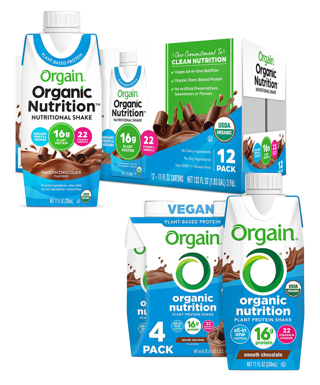 Organic Vegan Plant Based Nutritional Shake, Chocolate Vanilla, 11 Fl Oz (Pack of 4) F48255