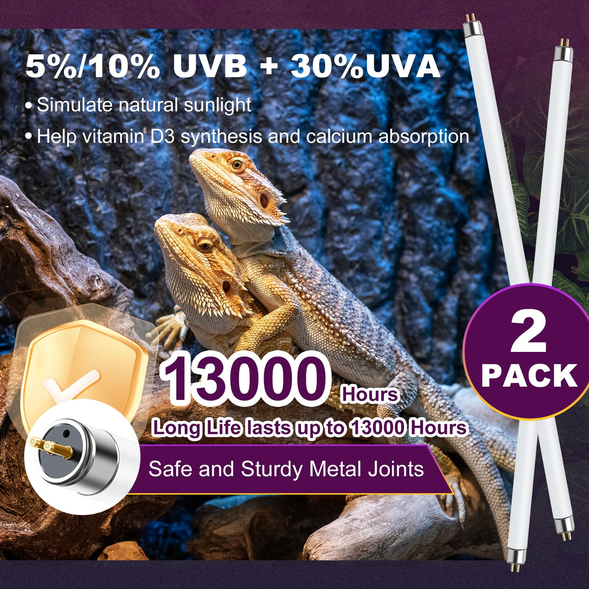24W T5 HO UVB Reptile Light Fixture with Fluorescent Bulbs R10535