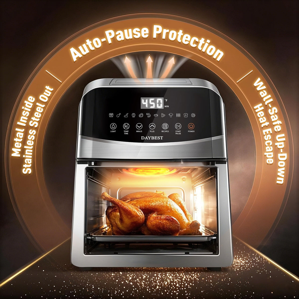 Stainless Steel Ceramic Coated 6QT Air Fryer U8921