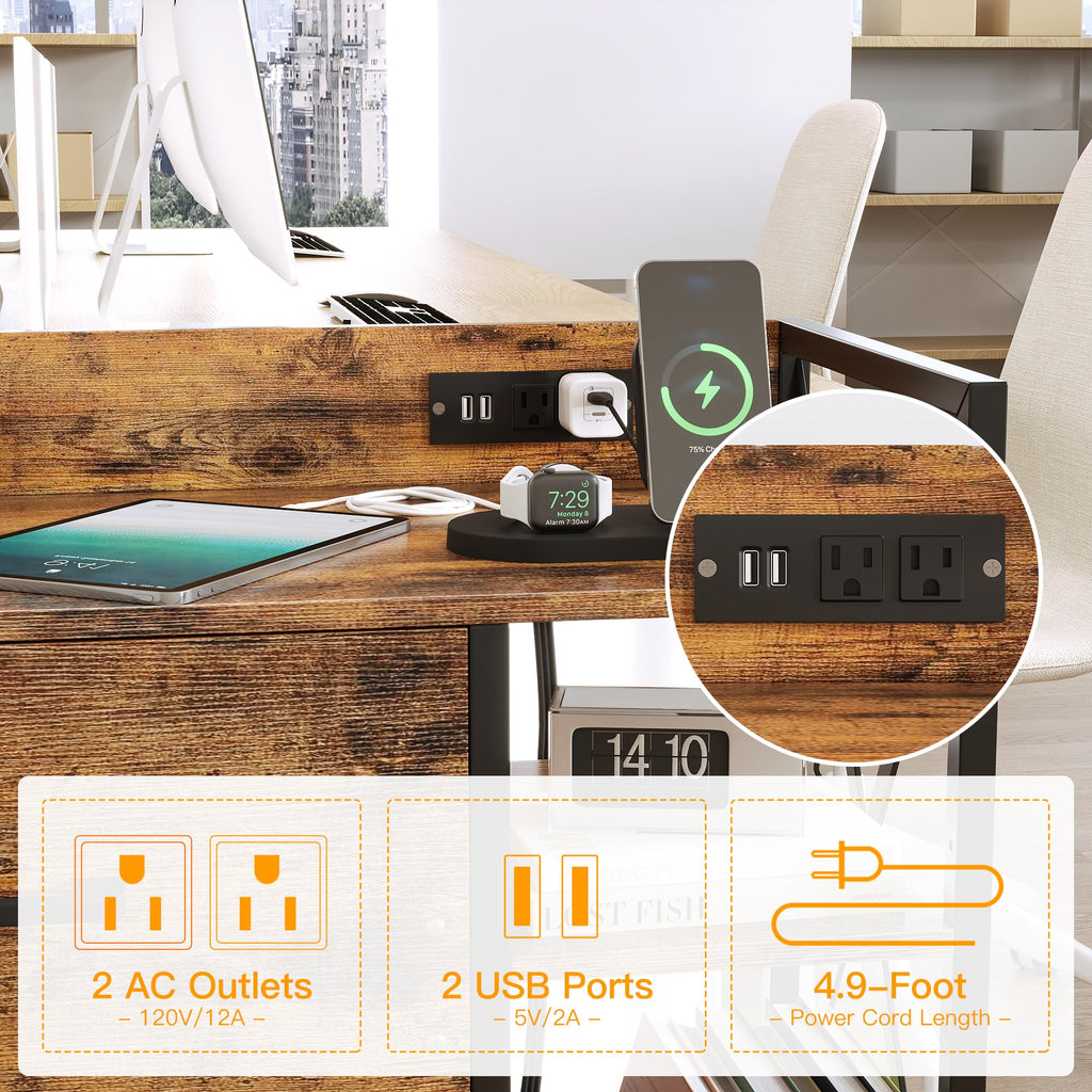 2 Drawer File Cabinet with Lock and Power Outlets I98694