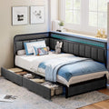 Twin Corner Bed Frame with Upholstered Guardrail H505