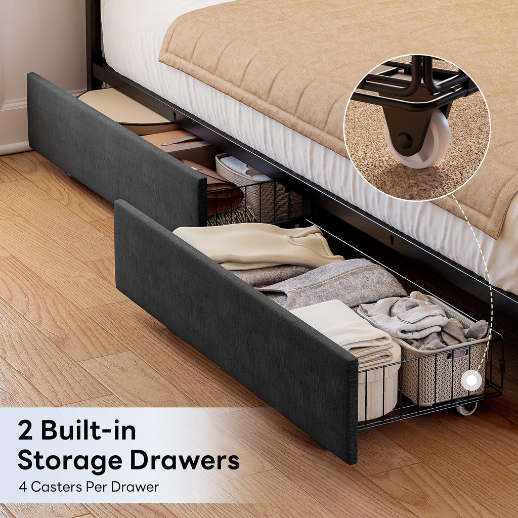 Twin Corner Bed Frame with Upholstered Guardrail H505