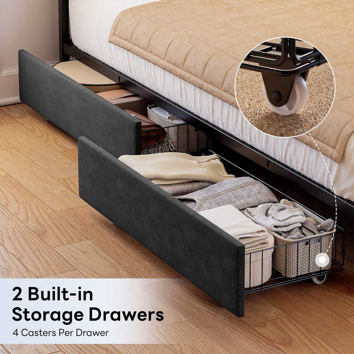Twin Corner Bed Frame with Upholstered Guardrail H505