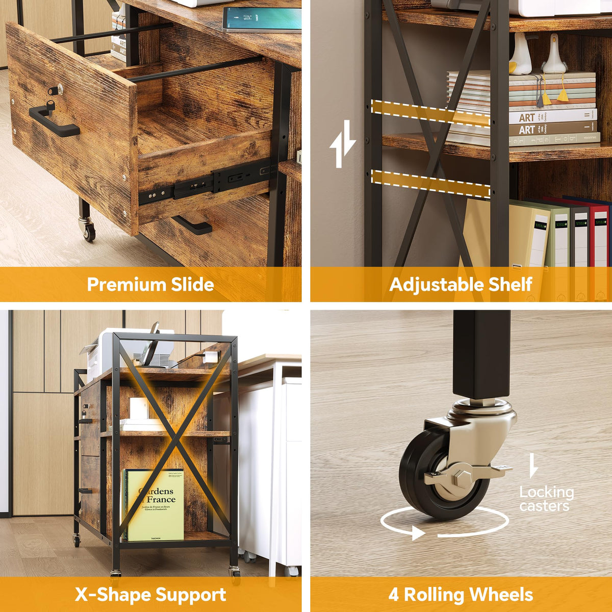 2 Drawer File Cabinet with Lock and Power Outlets I98694