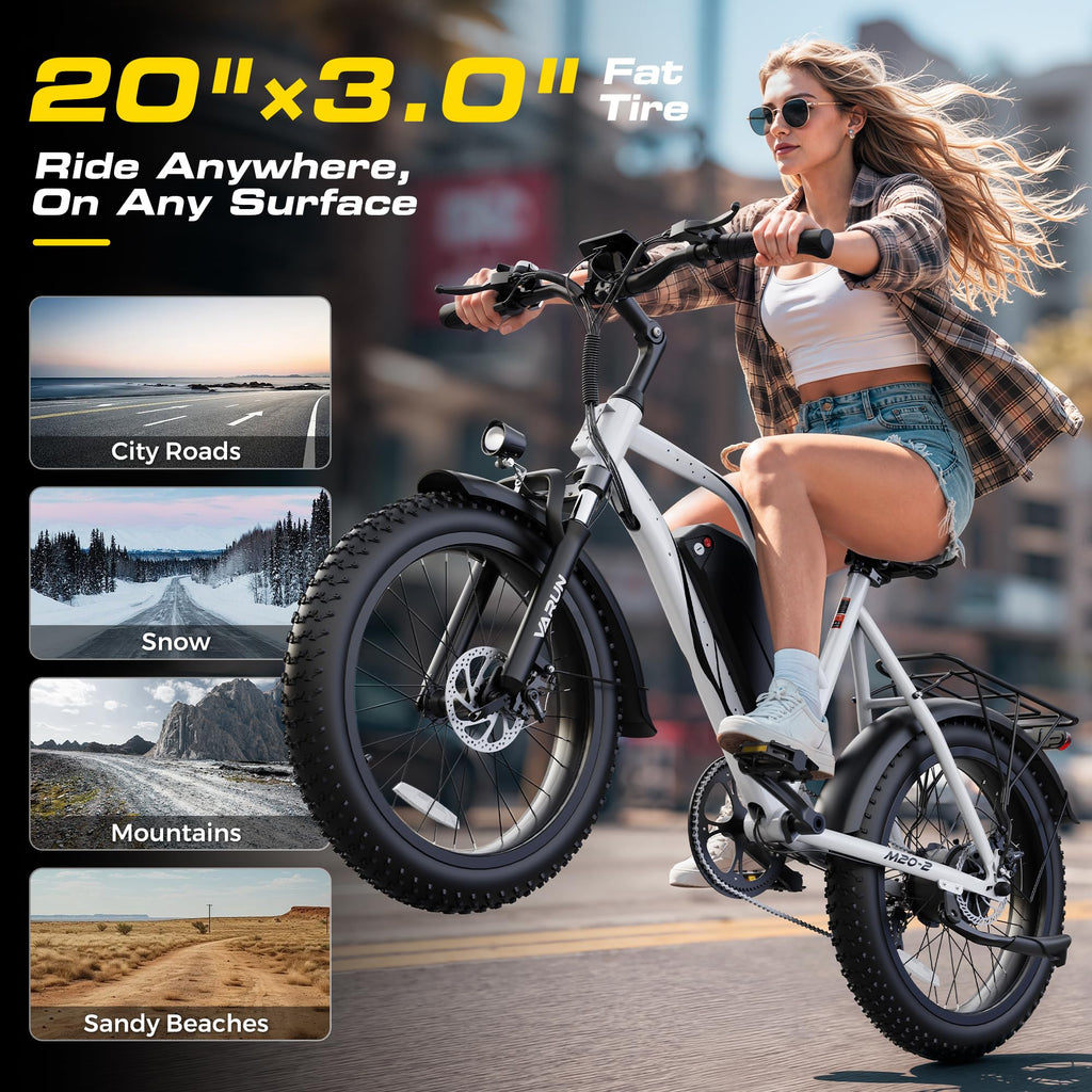 1000W Peak Motor 60+ Miles Fat Tire Electric Bike with 48V 13Ah Removable Battery K642280